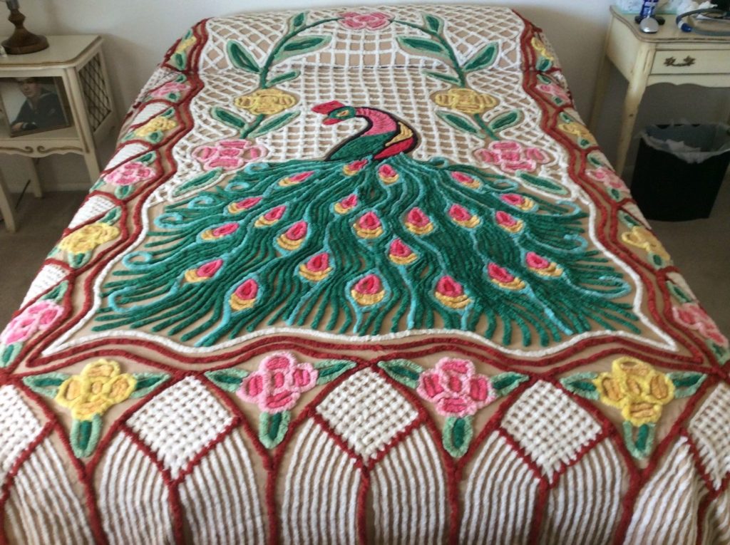 Vintage Fabulous Prized Peacock Chenille Bedspreads