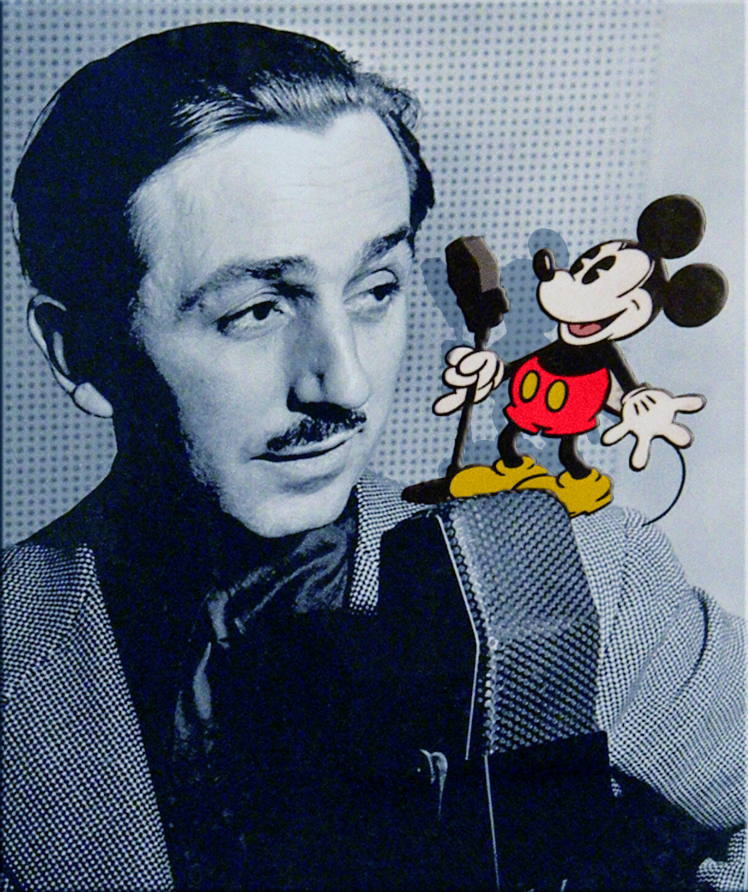 Mr. Walt Disney and Mickey Mouse animated cartoon character