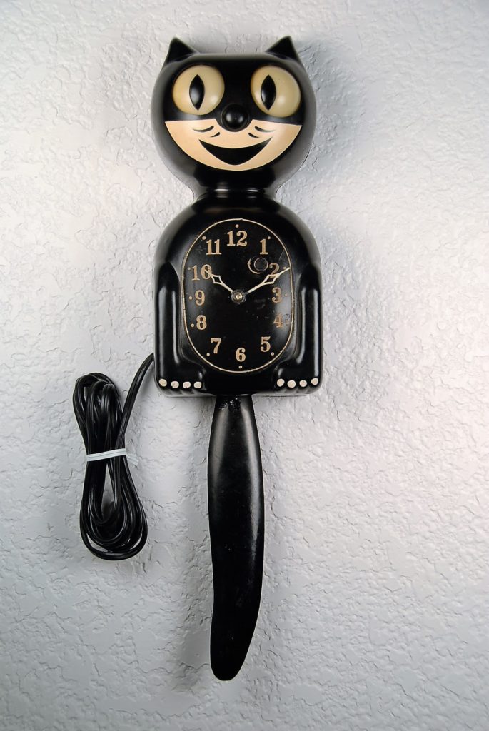 Original '30s Allied Clock Company "Kit Cat" wall clock. 