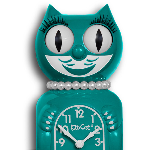Lady Kit-Cat Klock with pearls and eyelashes